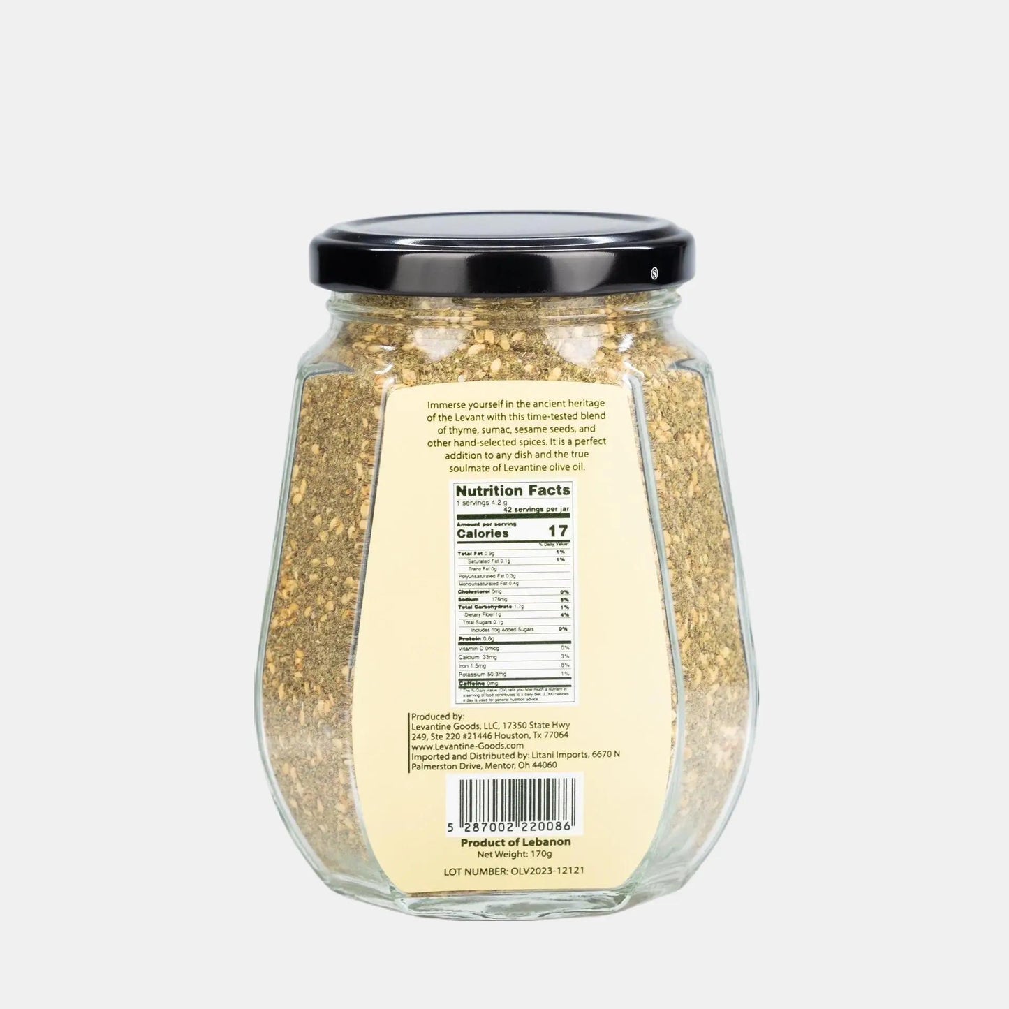 Jar of Levantine Zaatar label