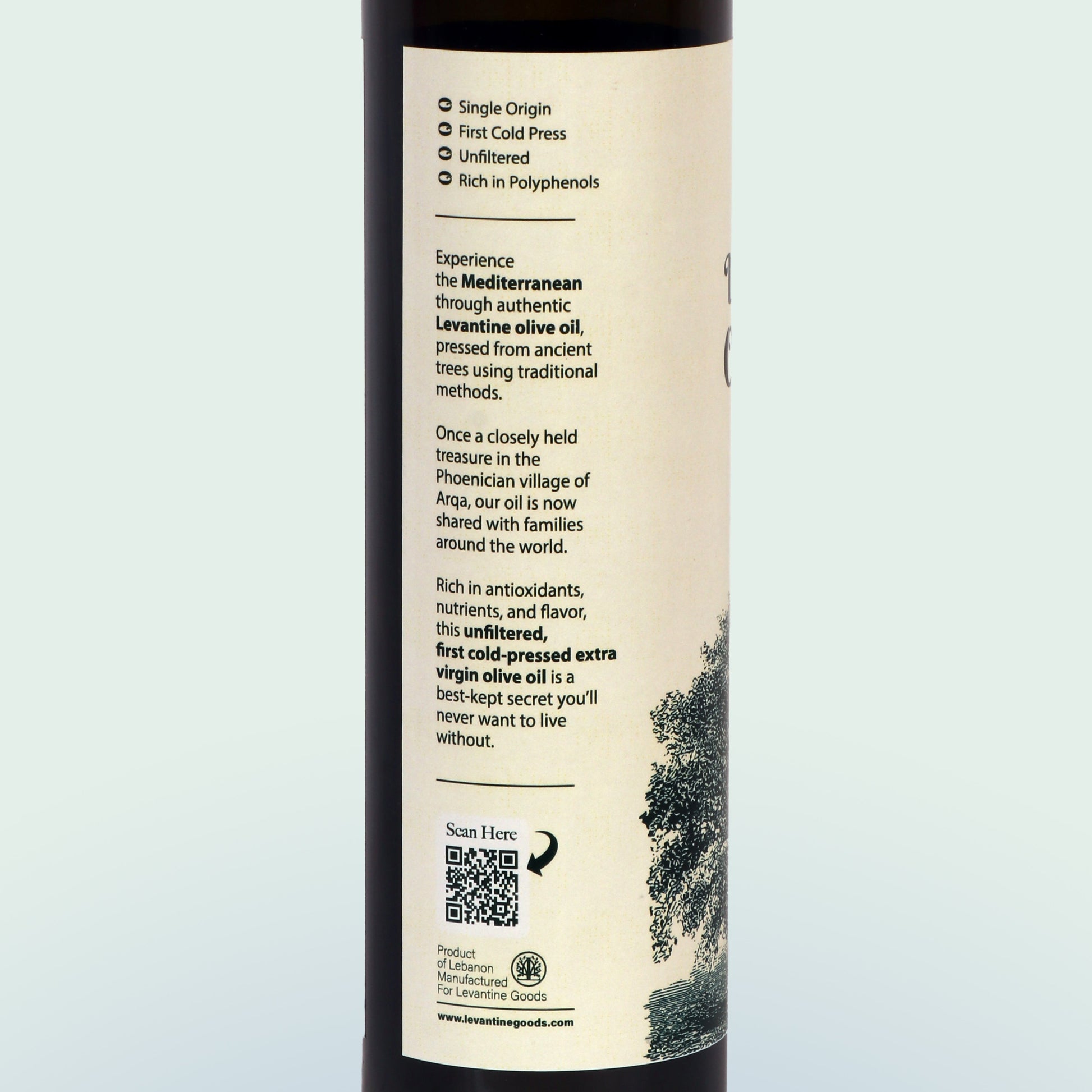 Premium Mediterranean olive oil in glass bottle label