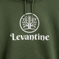 Green hoodie with 'Levantine' log