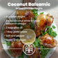Grilled chicken thighs with coconut balsamic sauce