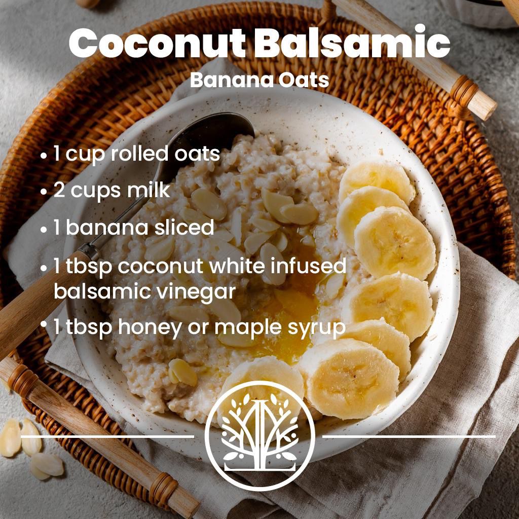 Coconut Balsamic Banana Oats recipe with ingredients