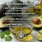 Avocado oil being poured into a bowl with text highlighting benefits of avocado oil.