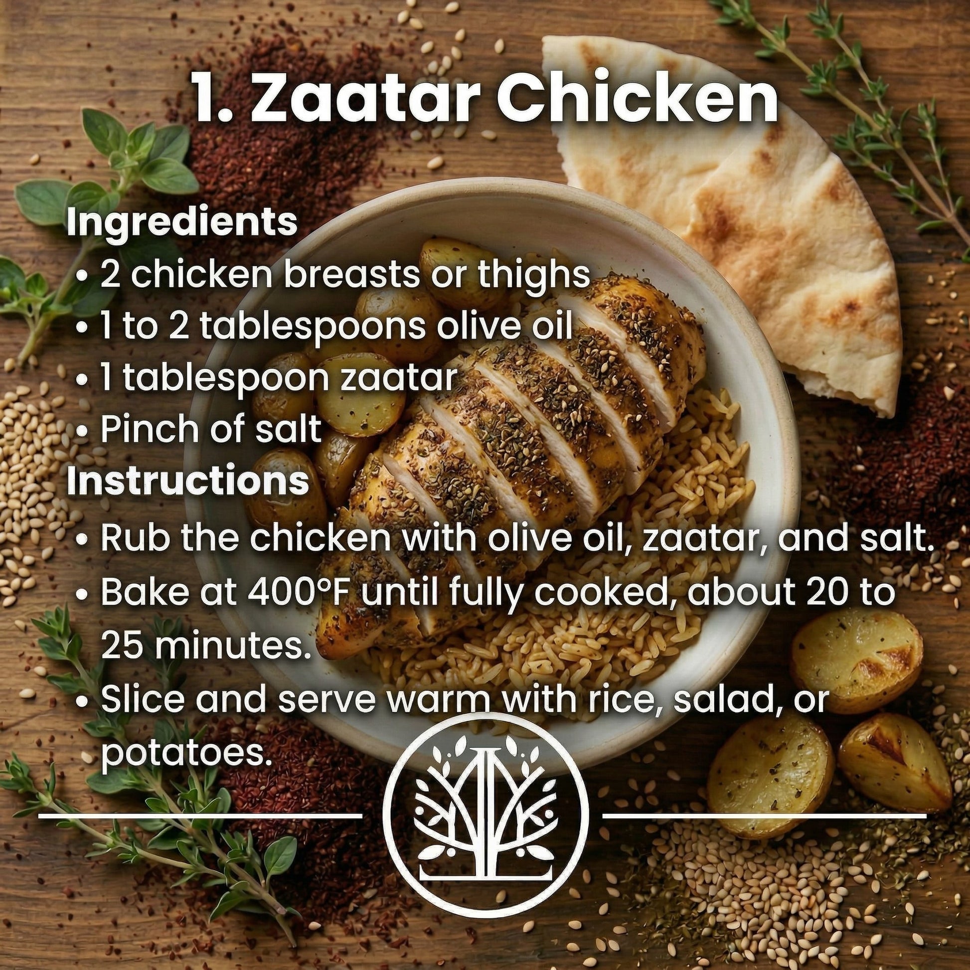 Zaatar Chicken recipe with ingredients and preparation steps