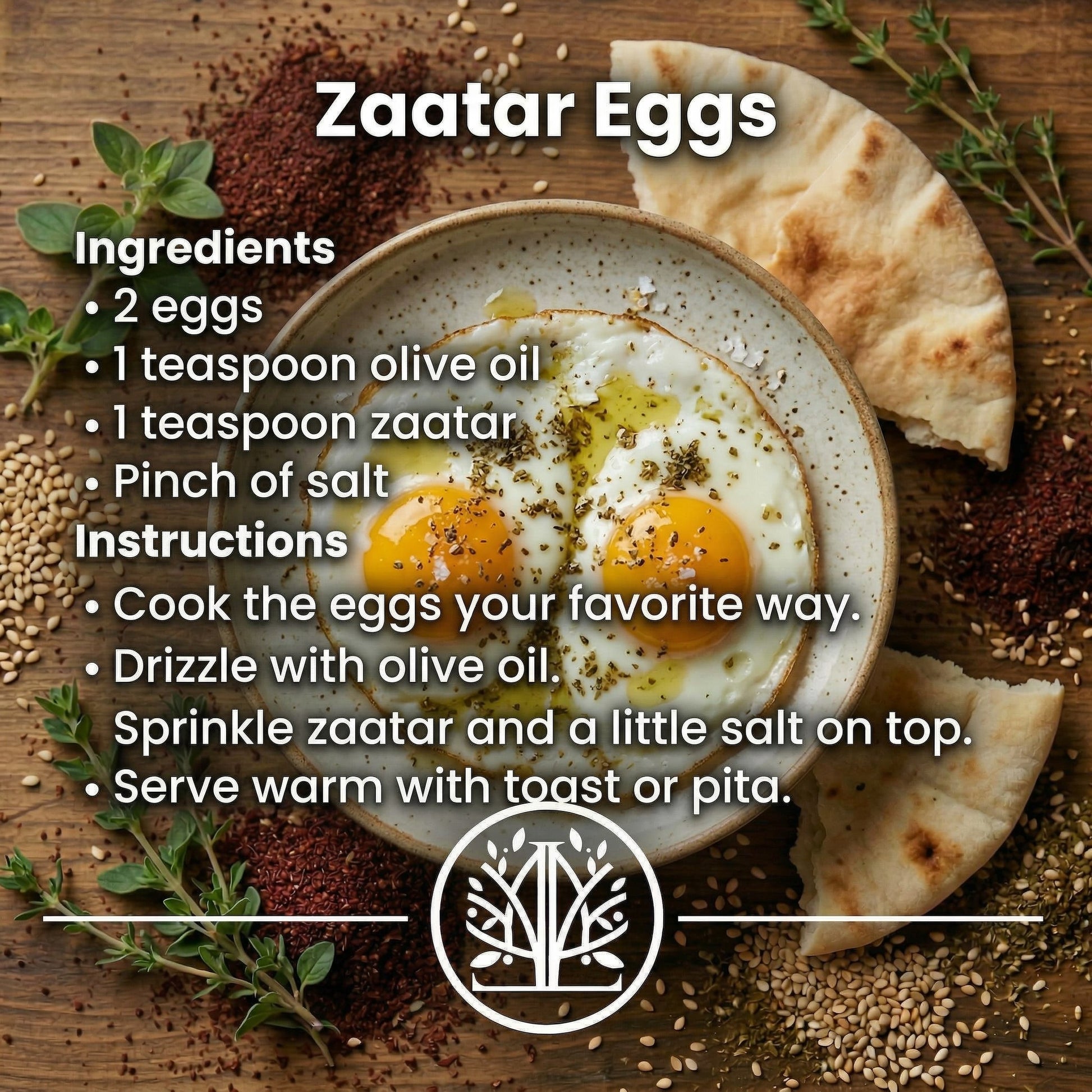 Zaatar Eggs recipe with ingredients and instructions